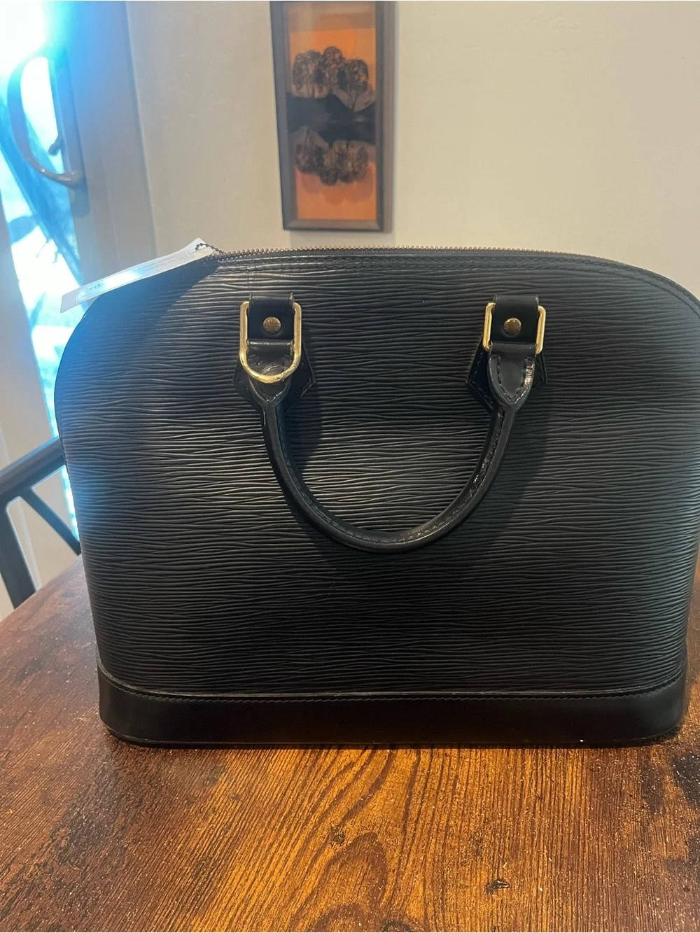 Louis Vuitton Black Epi Leather Alma MM Satchel Bag | Made in France 2016⁠
